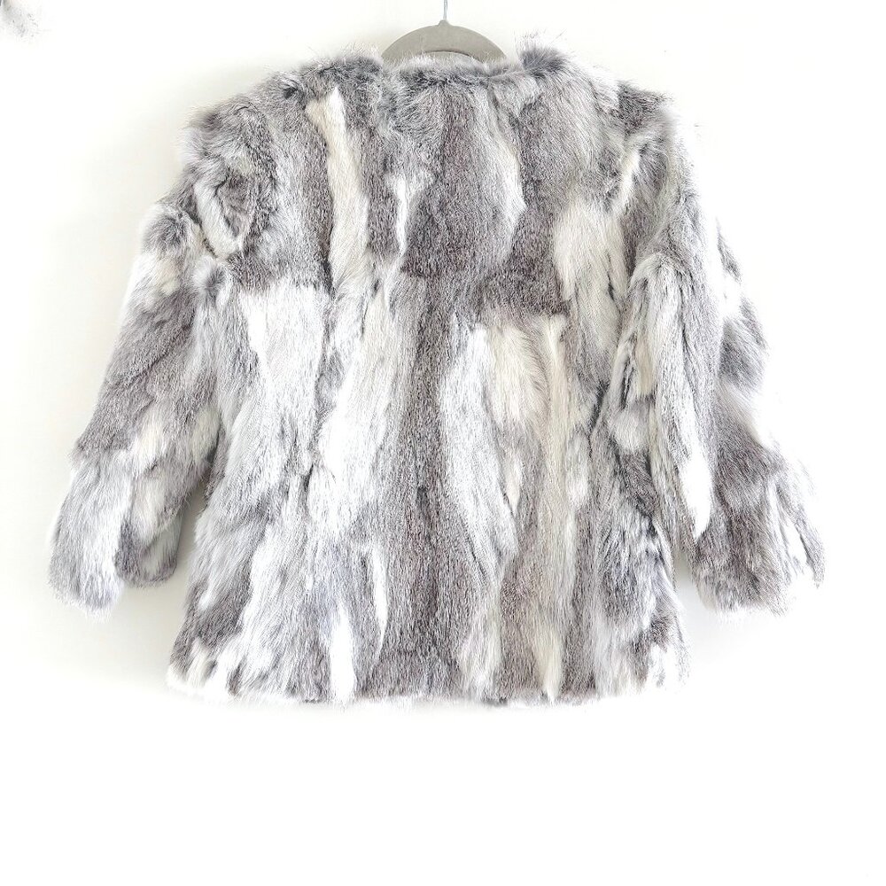 New Arielle Rabbit Fur Jacket in Multi-Grey Size Medium - Picture 5 of 13
